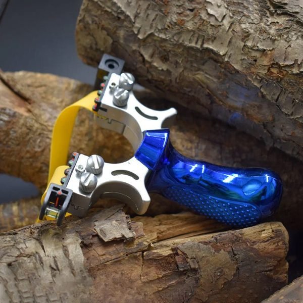 Double Screw Resin Blue Handle Slingshot Precision Outdoor Target Shooting Slingshot - Image 3
