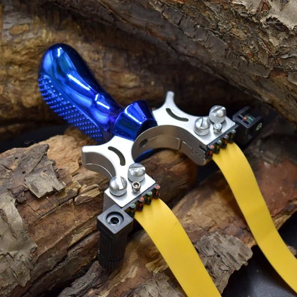Double Screw Resin Blue Handle Slingshot Precision Outdoor Target Shooting Slingshot - Image 2