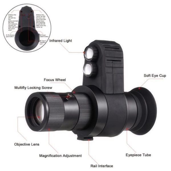 High-definition head-mounted night vision with crosshair cursor. Electronic eyepiece with infrared and laser aiming night vision device. - Image 7
